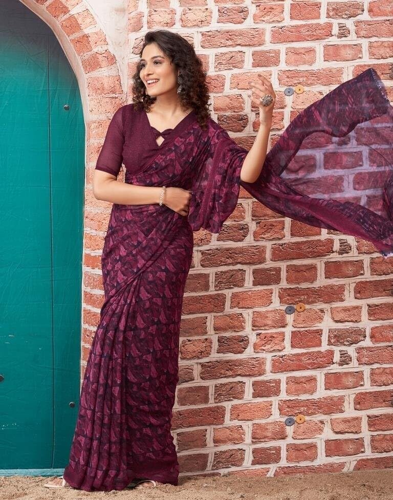 FASHION Women's Georgette Floral Printed Saree