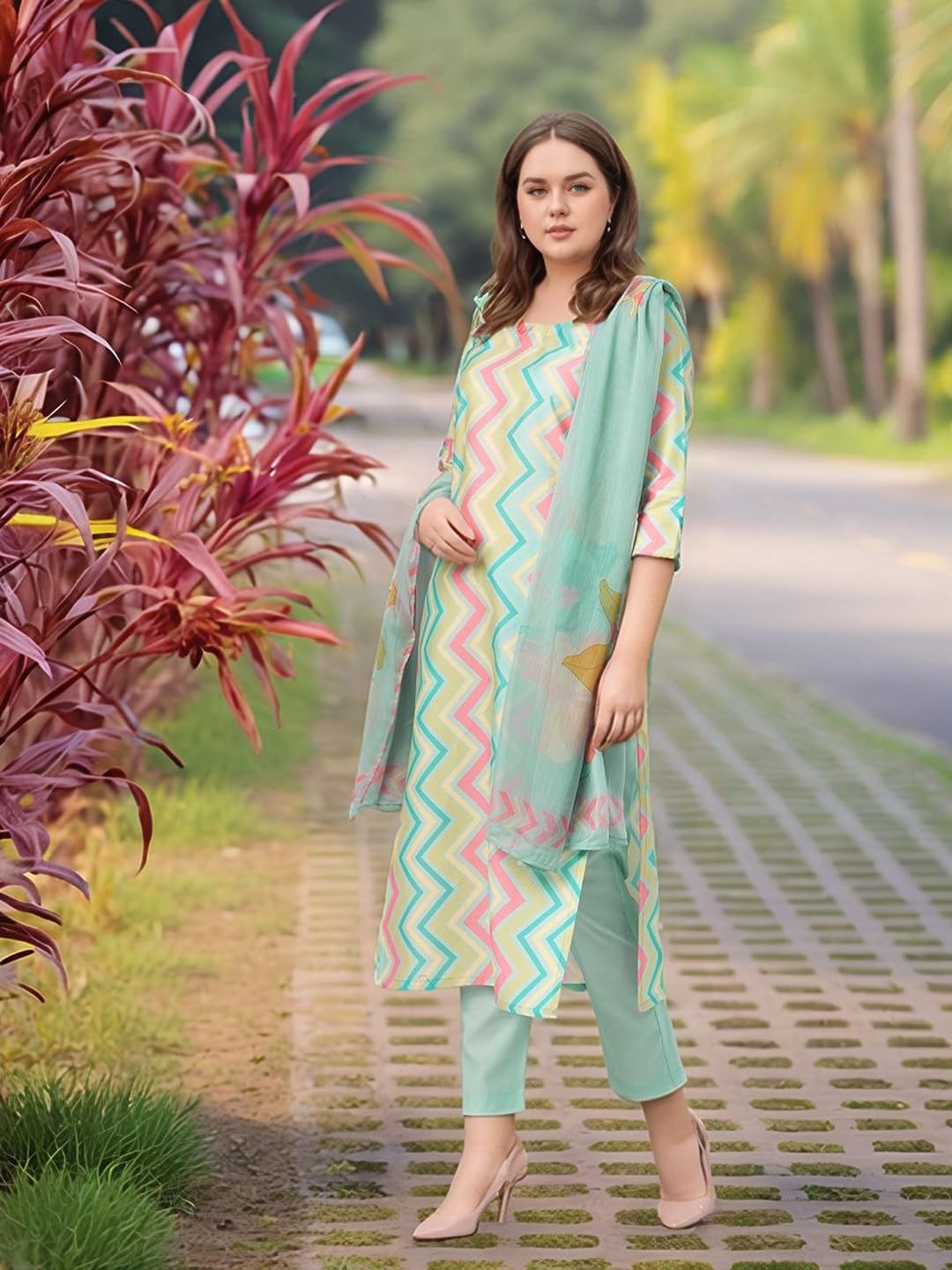 GoSriKi Women's Rayon Viscose Straight Printed