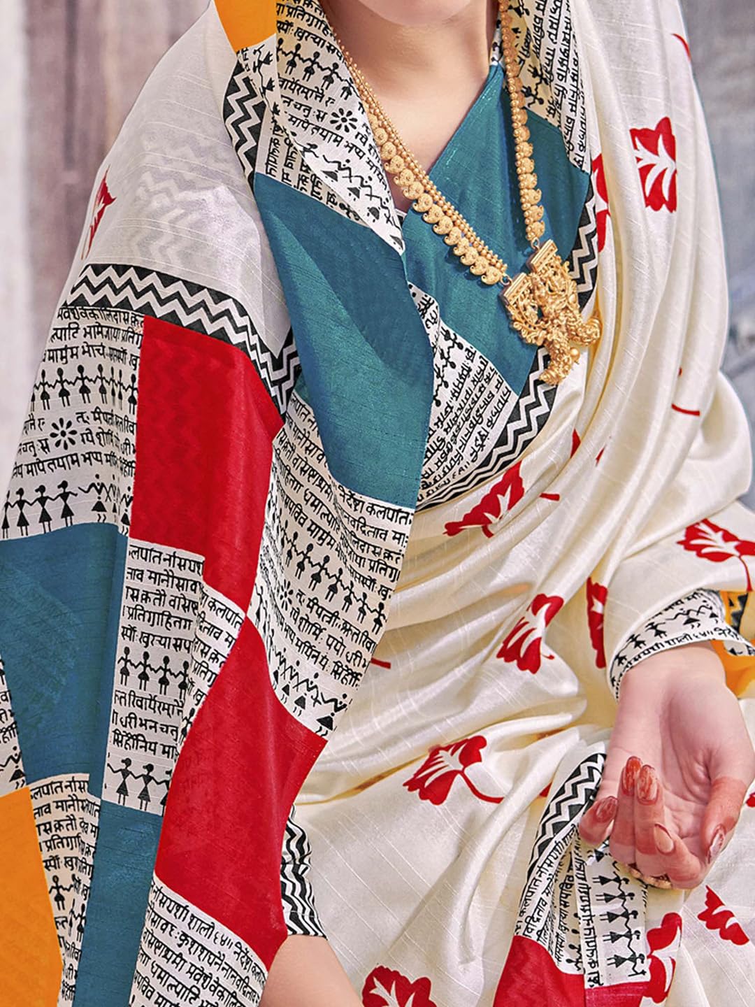 Women's Bhagalpuri Silk Ethnic Motif Printed Saree