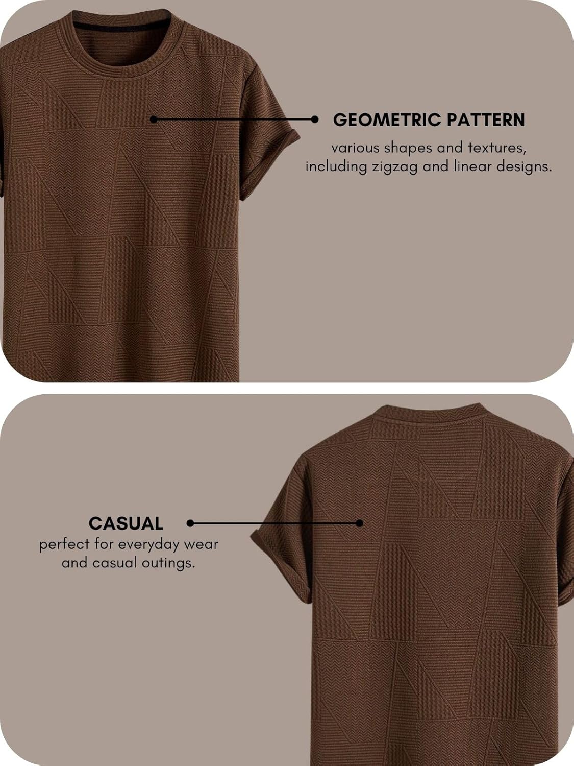 GRECIILOOKS T Shirt for Men Cotton | Textured Oversized