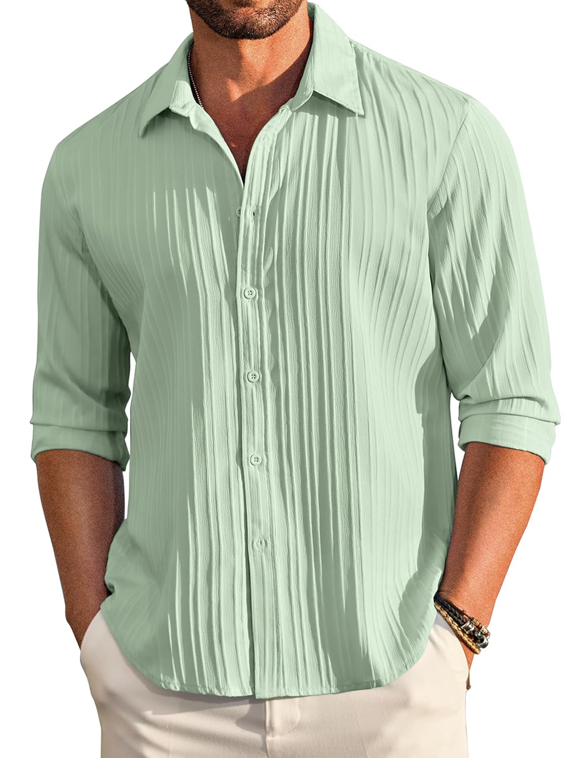 DEELMO Men's Casual Button Down Shirts Long Sleeve
