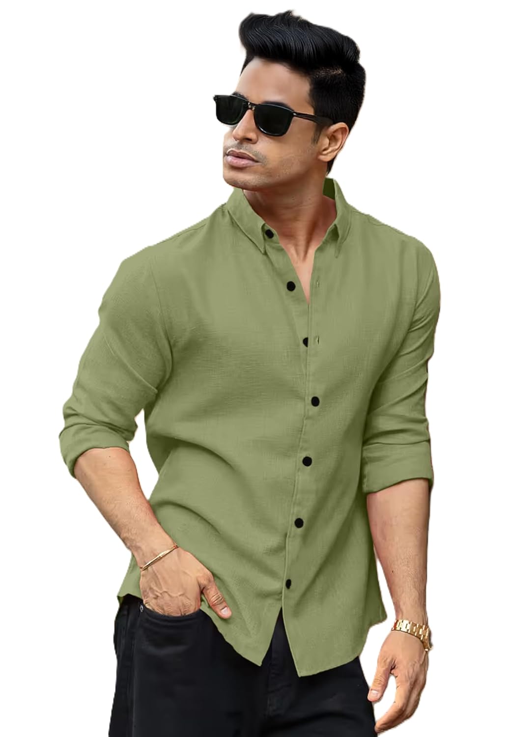RAIZAX Men Linen Cotton Full Sleeve Shirt for Man