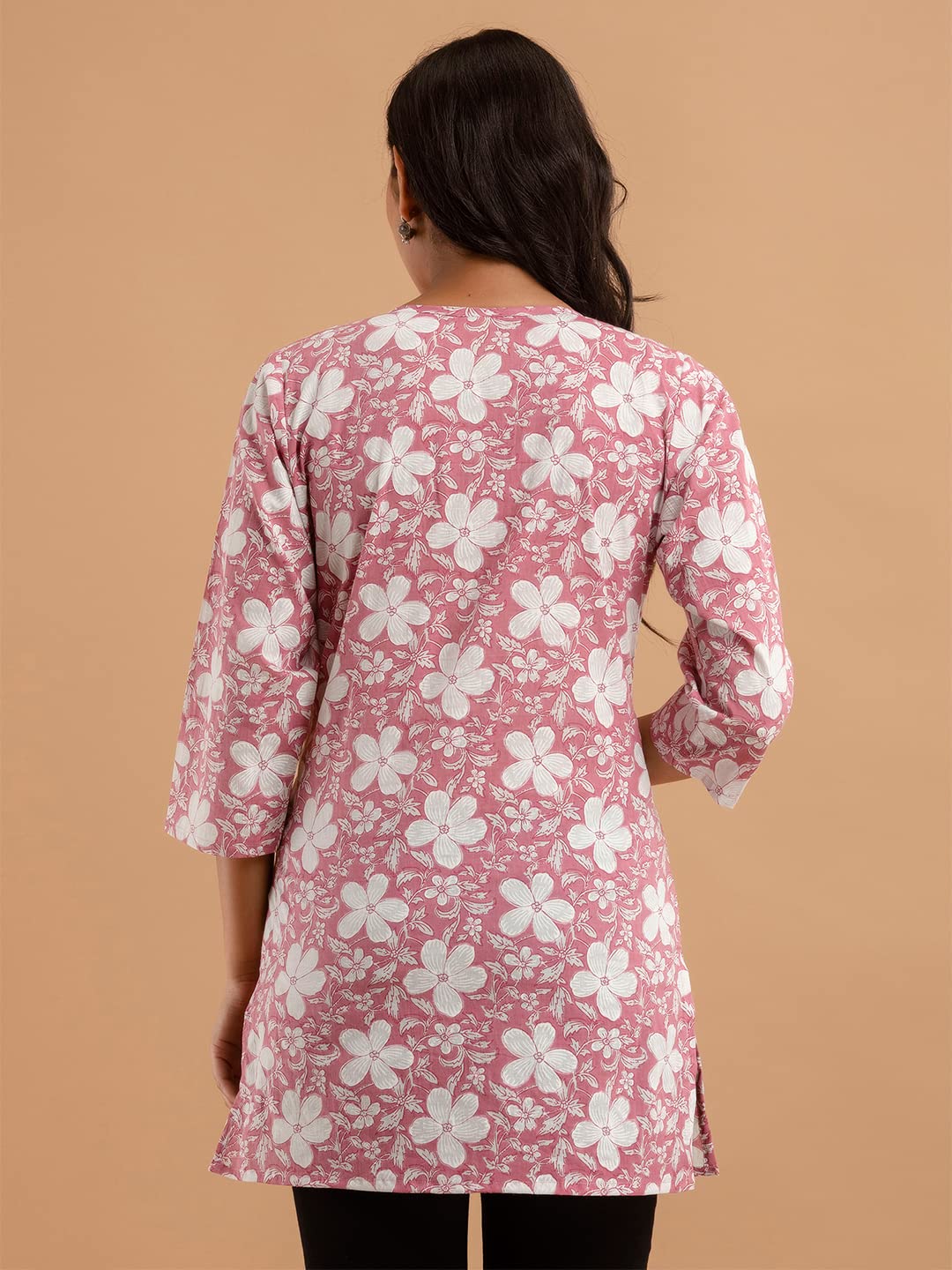 feranoid Women Cotton Printed Straight Short Kurti