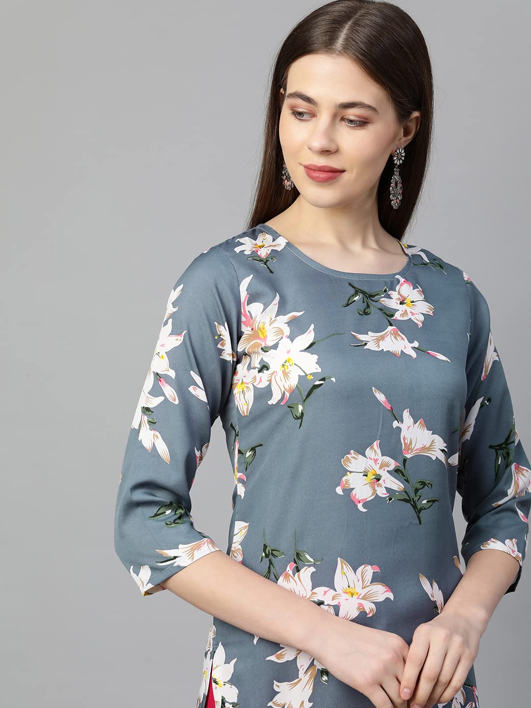 GoSriKi Women's Crepe Printed Straight Kurta