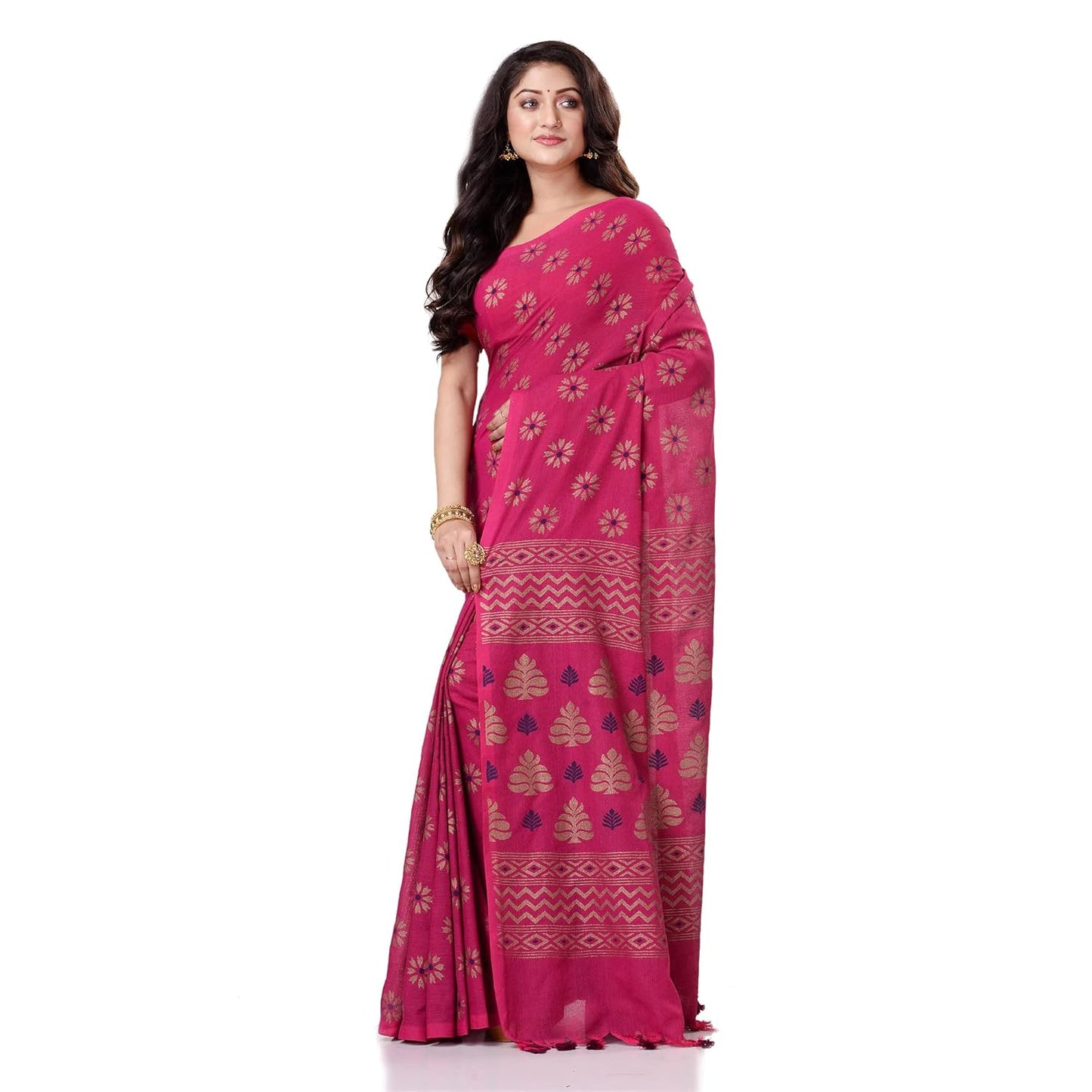 Women`sl Tant Work Design Soft Saree With Blouse Piece