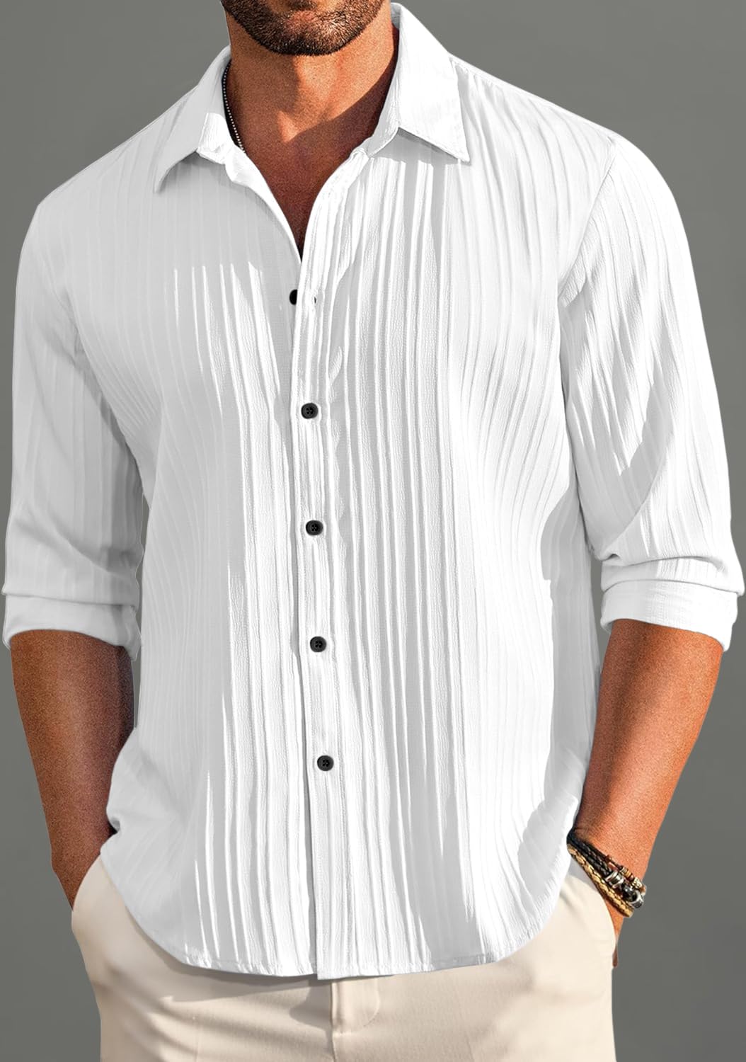 ROYALSCOUT Men's Cotton Blend Full Sleeve Short Kurta