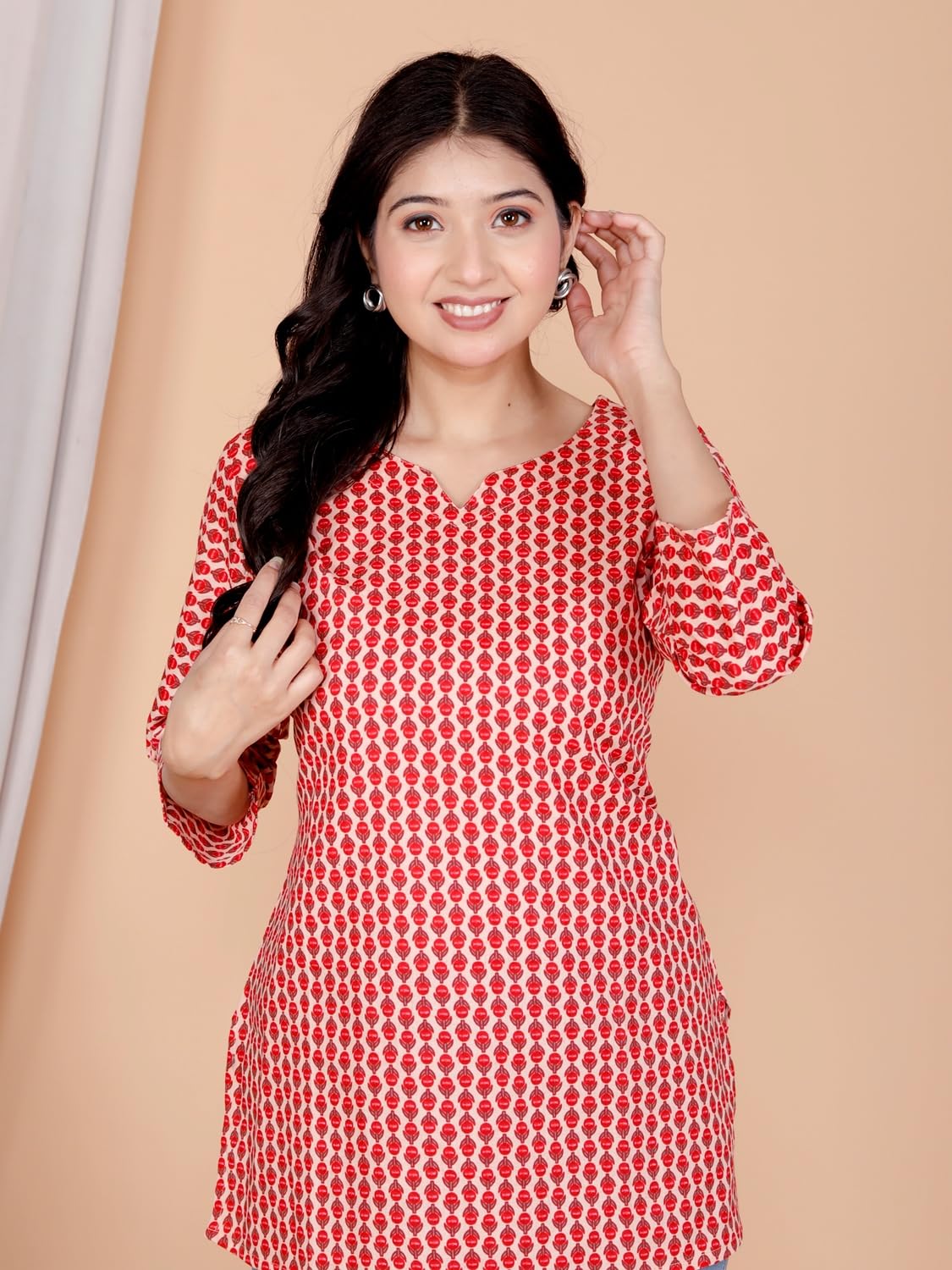 Women's Casual Jaipuri Cotton Printed Short Kurta