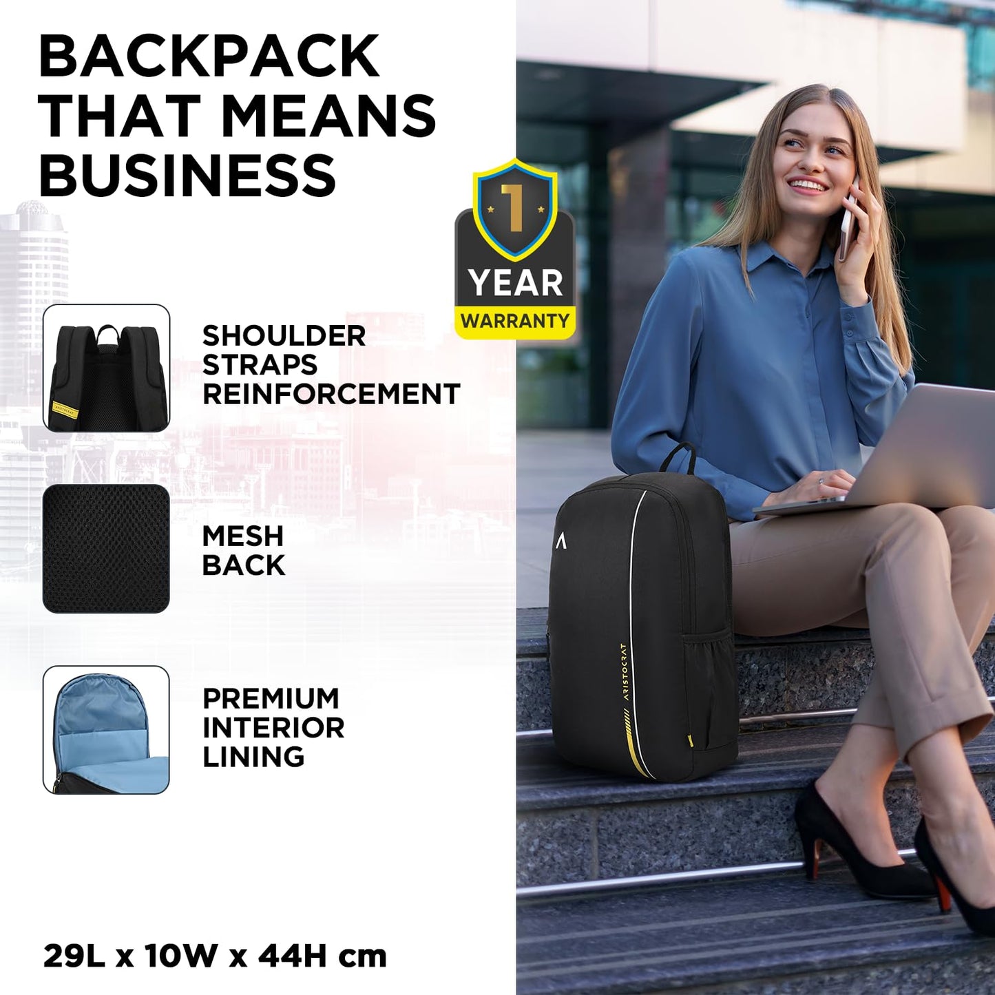 Aristocrat 25L Nova 3 Compartment Laptop - alphahostel.in