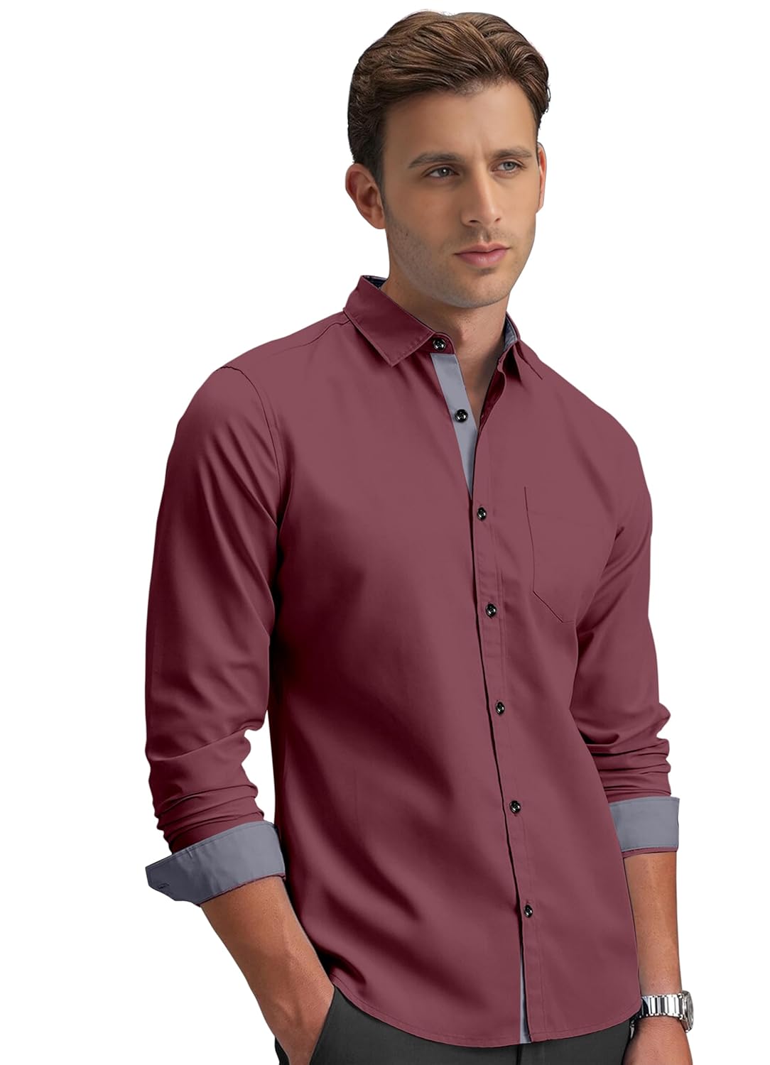 Shirt's Collection Solid Pattern Shirt(Contrast - Parent)