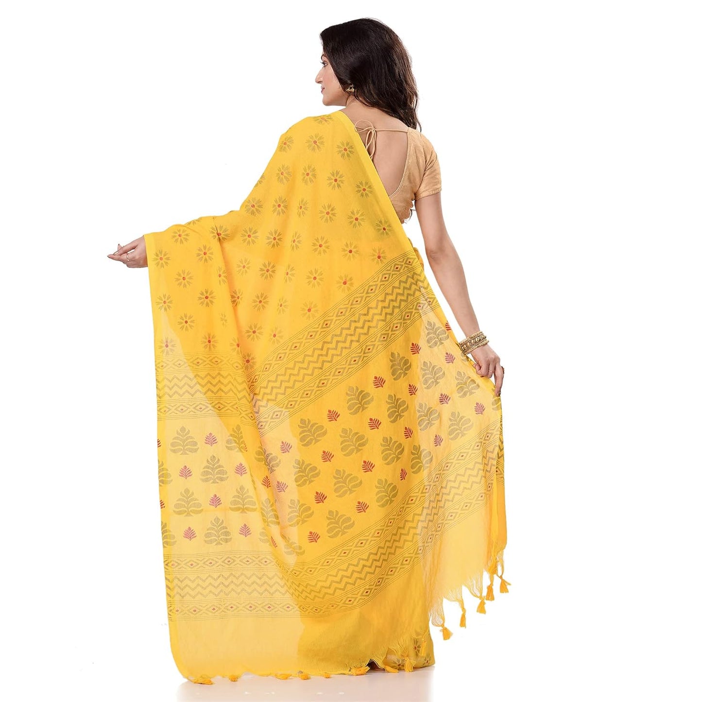 Women`sl Tant Work Design Soft Saree With Blouse Piece