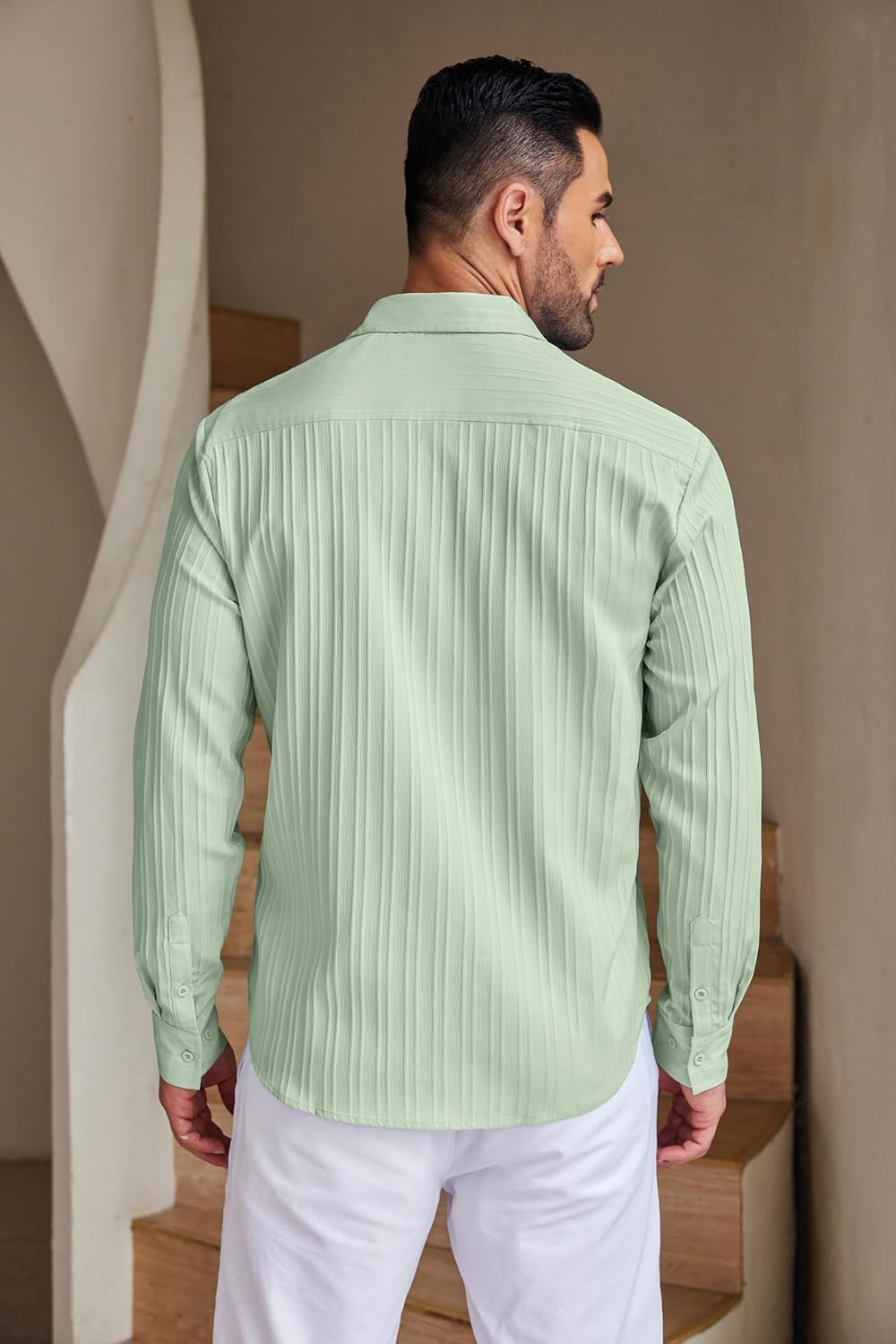 DEELMO Men's Casual Button Down Shirts Long Sleeve