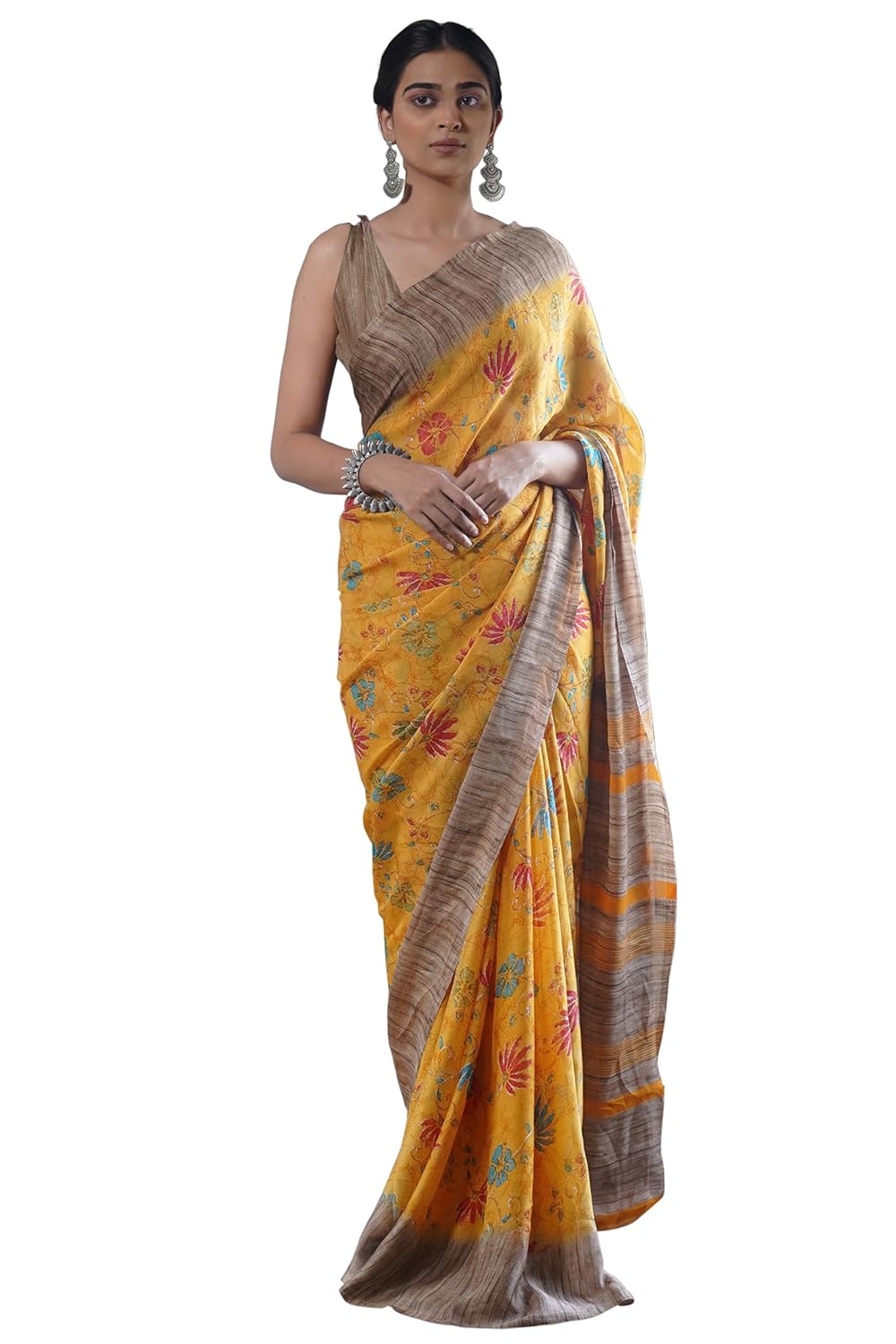 FASHION Floral Printed Saree with Blouse Piece
