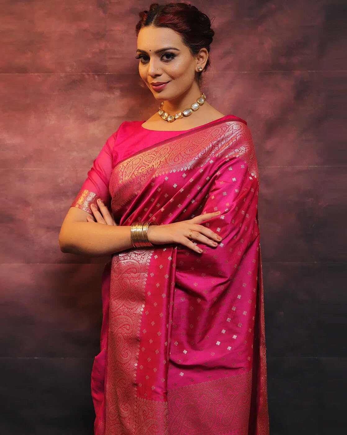 Women's Cotton Silk Woven Saree with Blouse Material