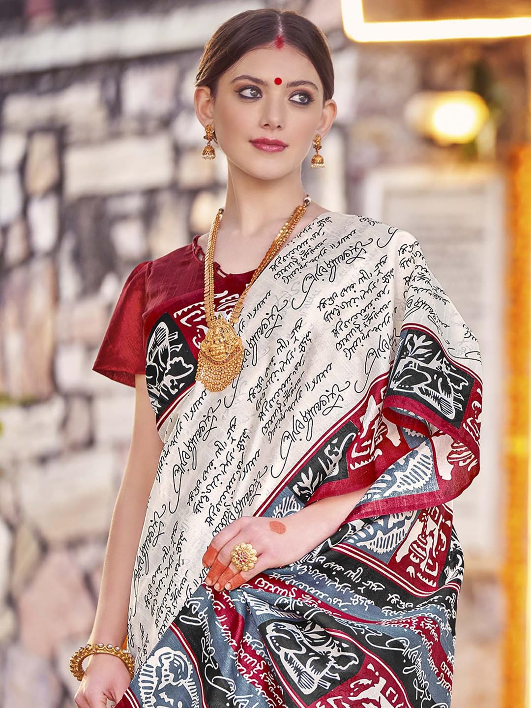 Women's Bhagalpuri Silk Ethnic Motif Printed Saree