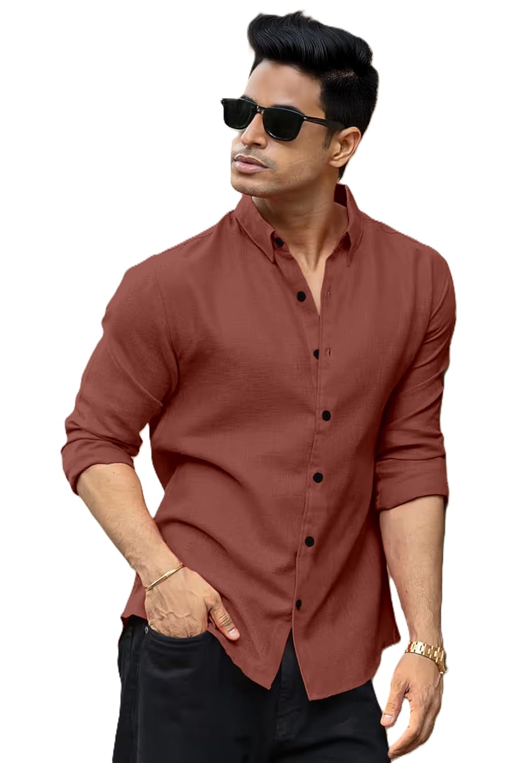 RAIZAX Men Linen Cotton Full Sleeve Shirt for Man