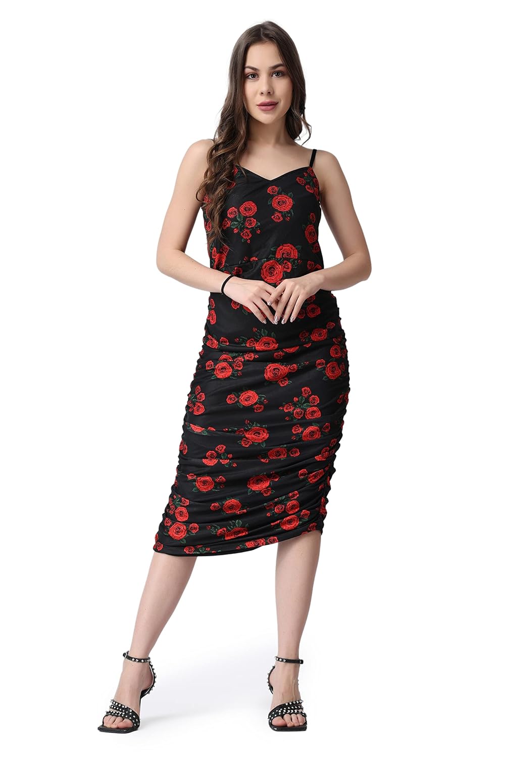 POPWINGS Casual Floral Printed Maxi Length Fit & Flare Dress for Women || Summer Dress for Women || Flare Maxi Dress for Women Stylish || Sleeveless Dress for Women