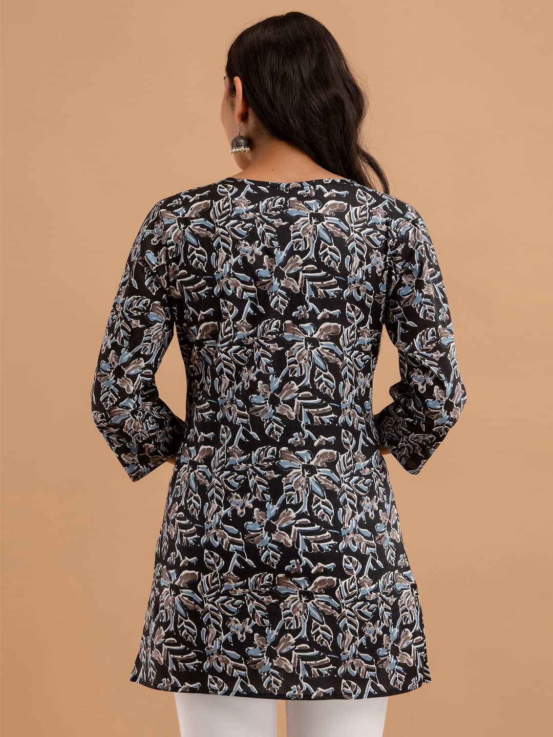 feranoid Women Cotton Printed Straight Short Kurti
