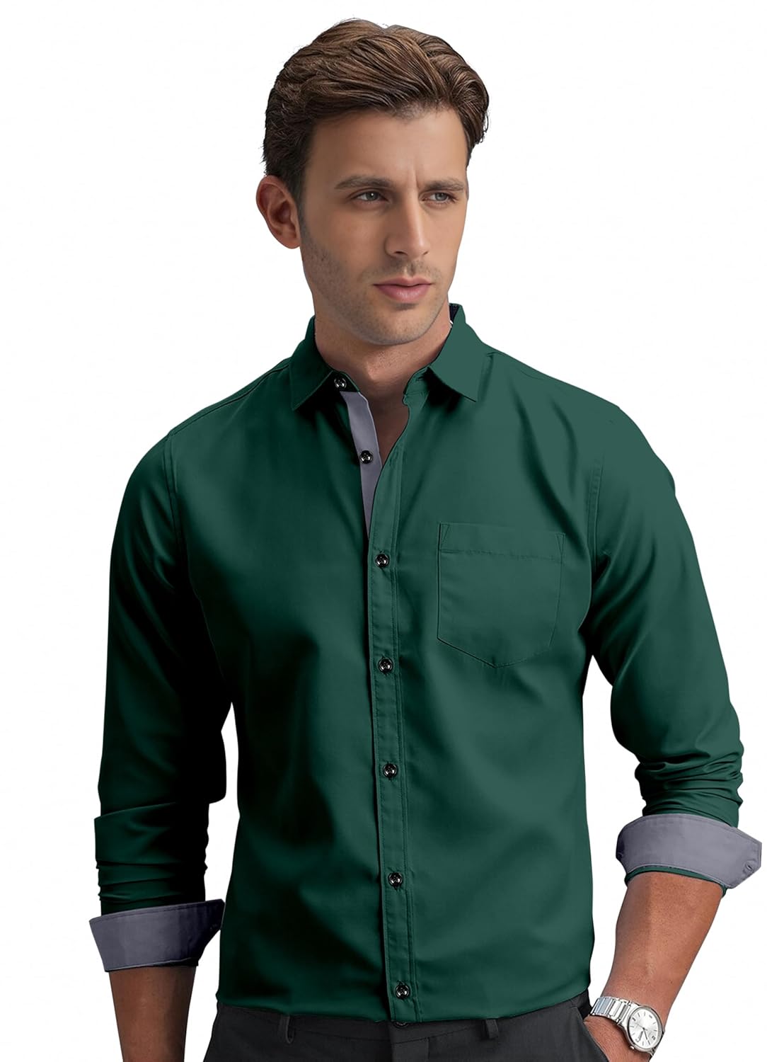Shirt's Collection Solid Pattern Shirt(Contrast - Parent)