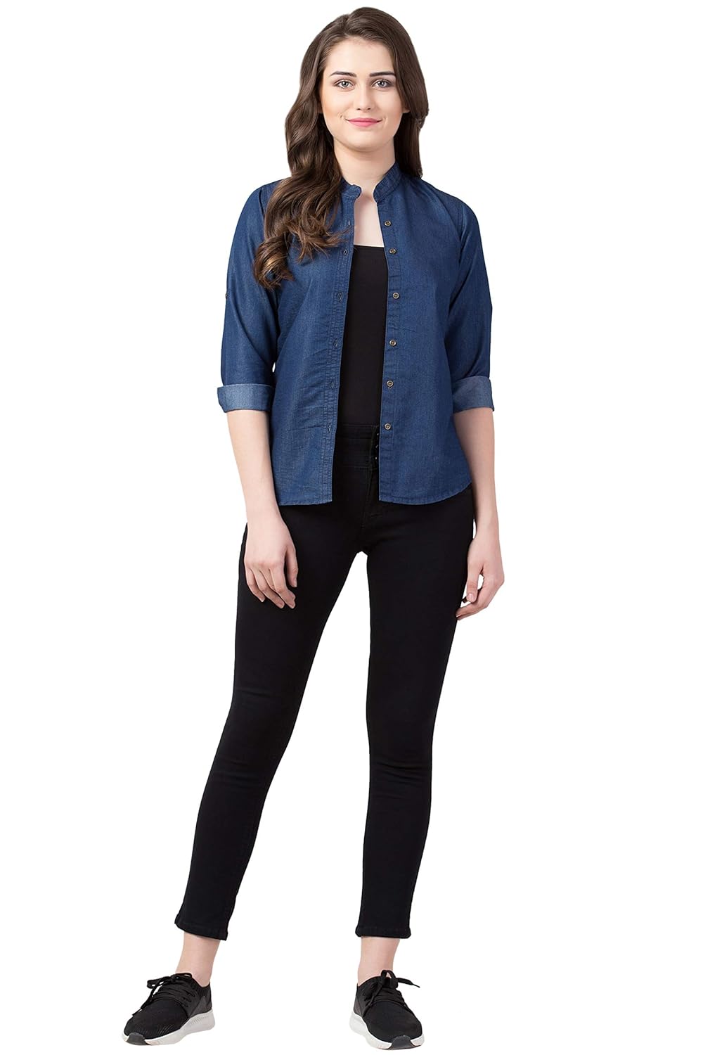 FUNDAY FASHION Women's Casual Mandarin Collar Regular Fit Shirt