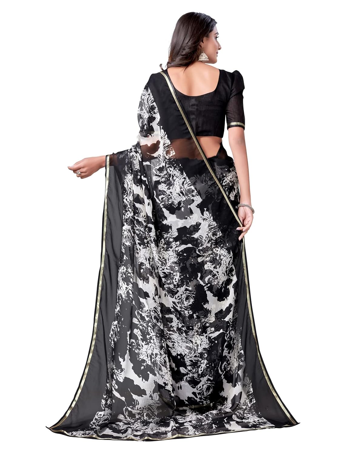 Women's Lace & Printed Chiffon Saree