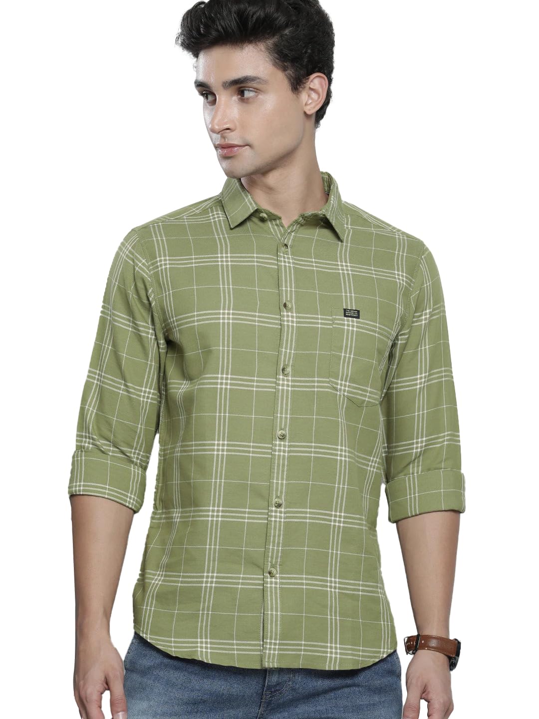 The Indian Garage Co Men's Cotton Slim Fit Checkered