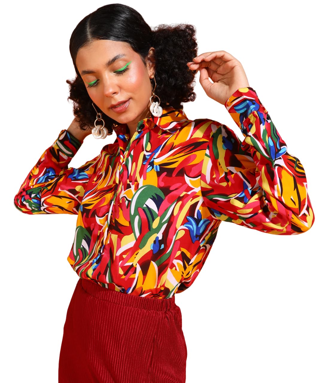 POPWINGS Printed Full-Sleeves Regular-Fit Polyester