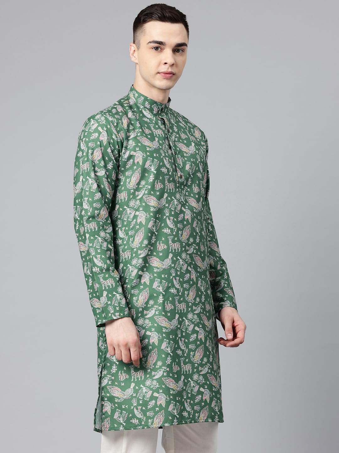 Luxrio Printed Kurta for Men Cotton Blend Linen