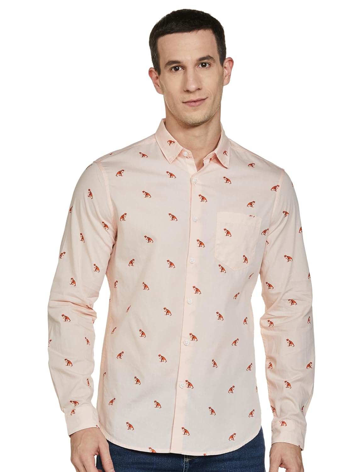 KETCH Men's Cotton Slim Fit Printed Full Sleeve Shirt