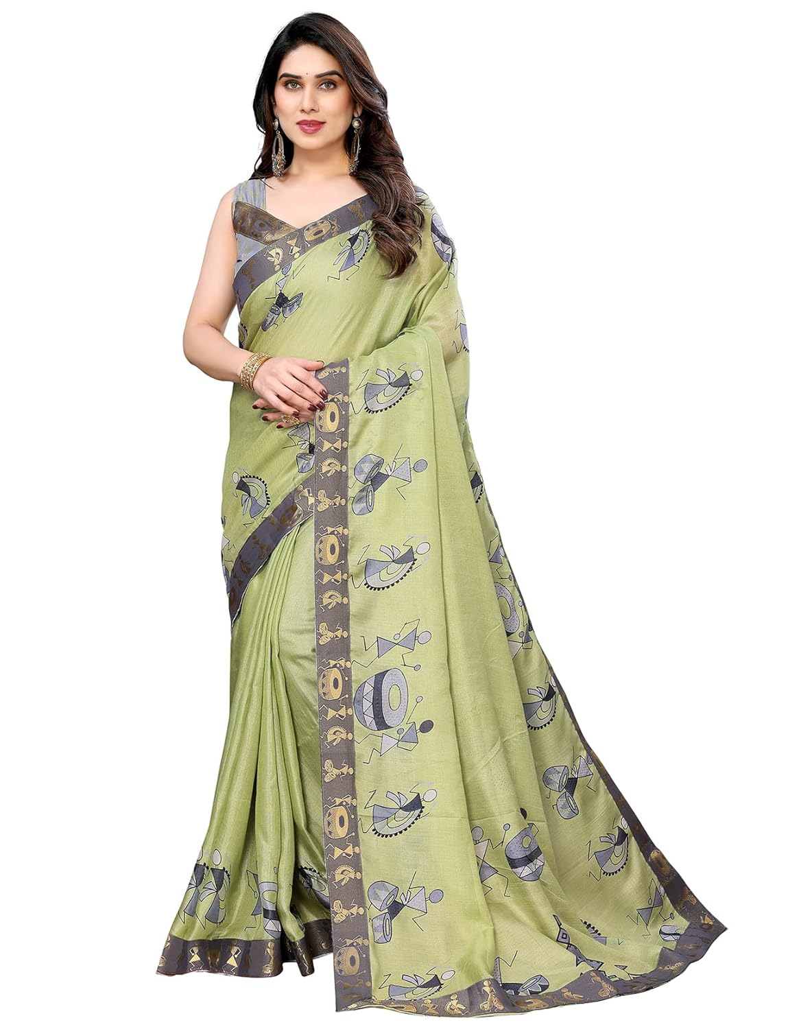 Yashika Women's Printed Kalamkari Art Silk Saree