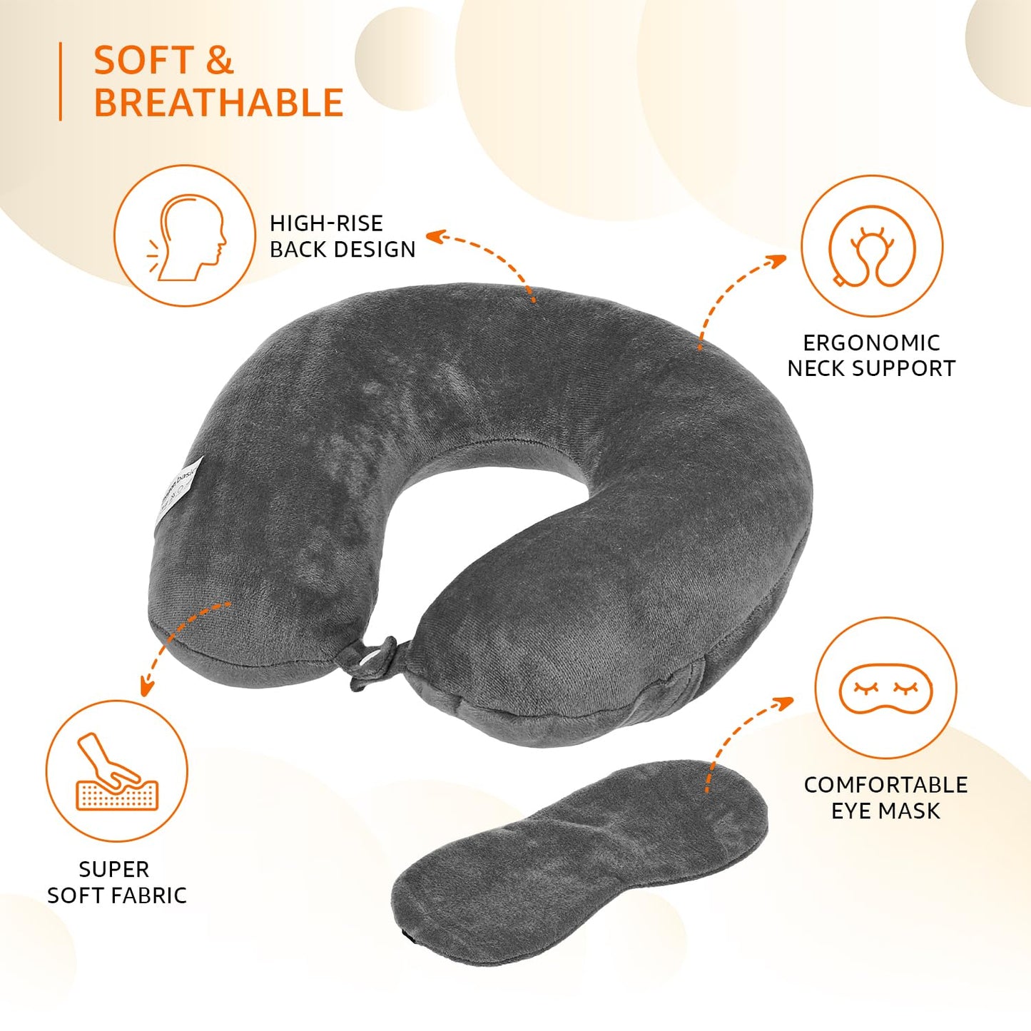 amazon basics Travel Neck Pillow | Soft Velvet Fabric