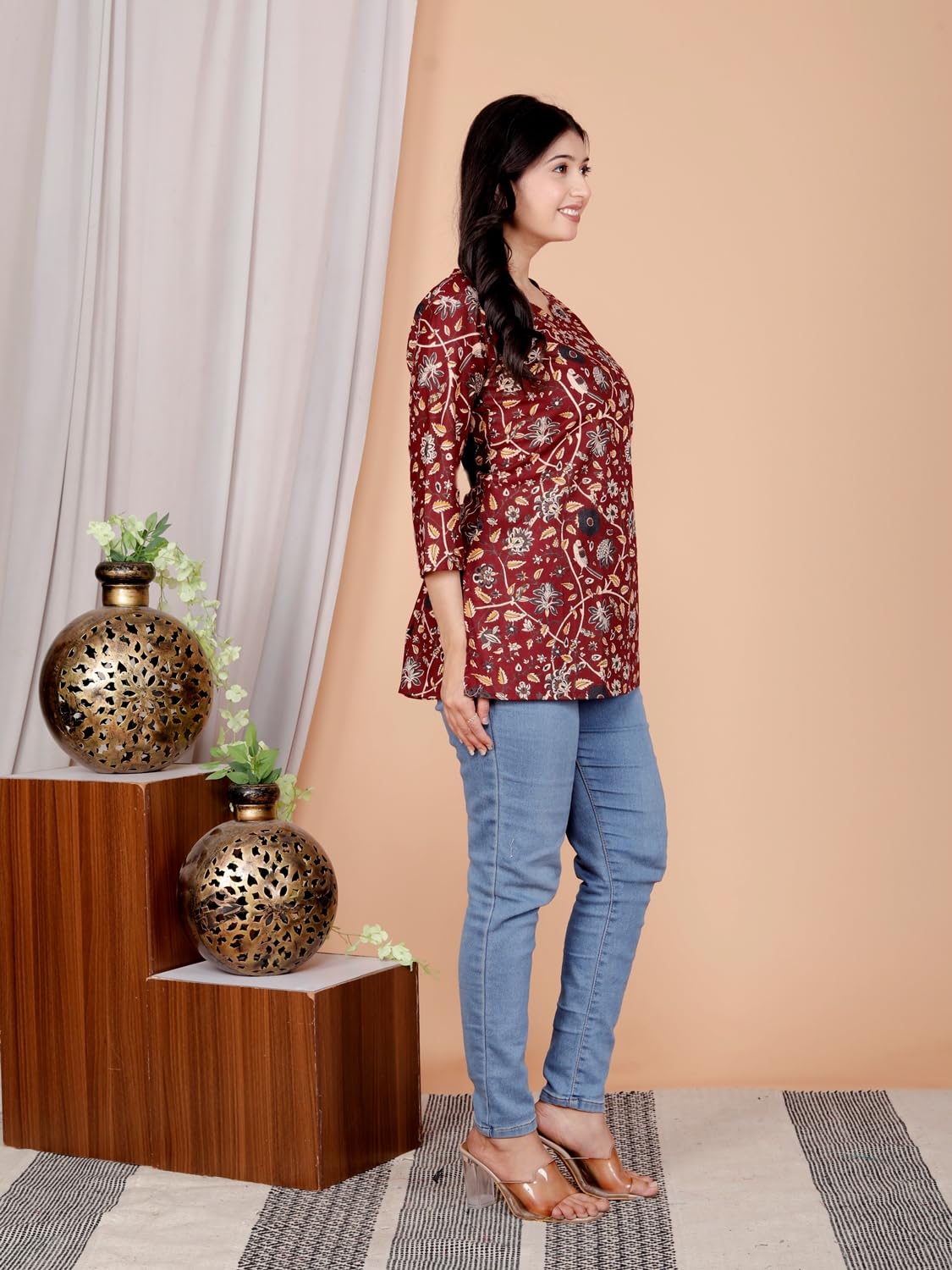 Women's Casual Jaipuri Cotton Printed Short Kurta