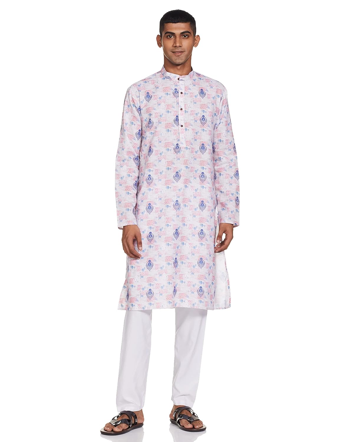 Luxrio Kurta for Men Cotton Blend Long Printed Straight Fit