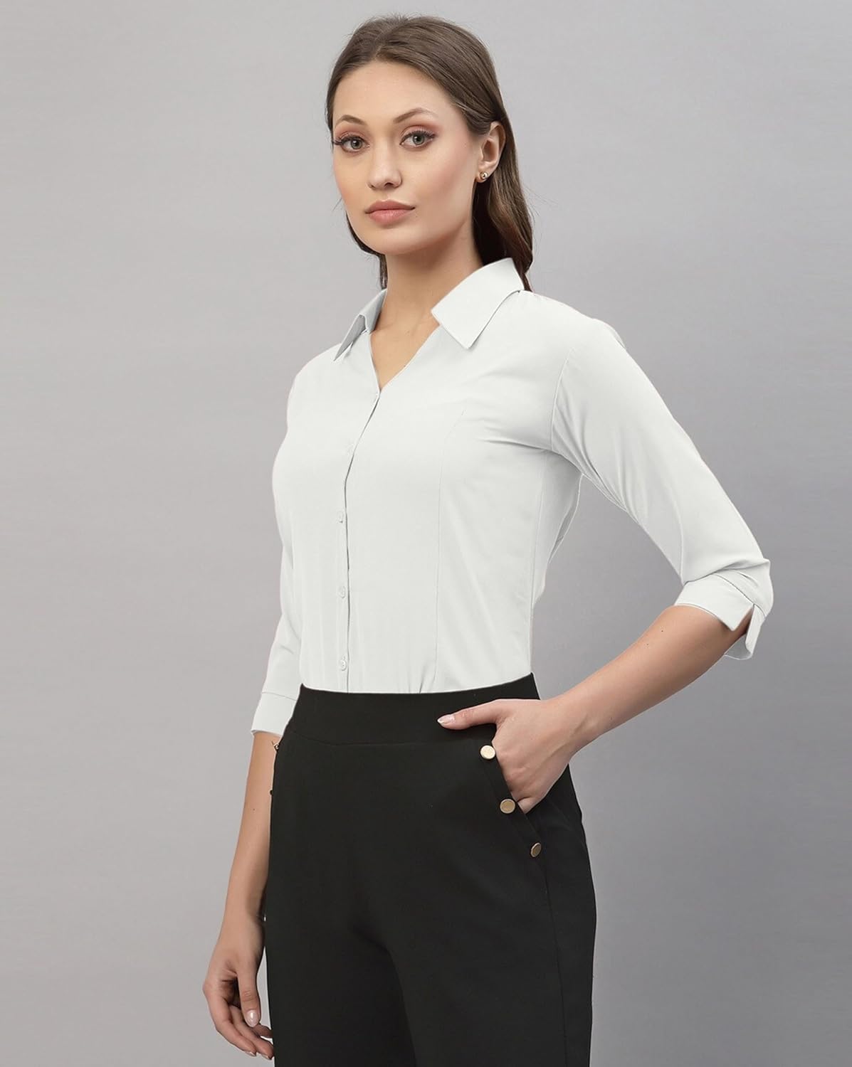 ETHIC GLANCE Women's Poly Viscose Button-Down
