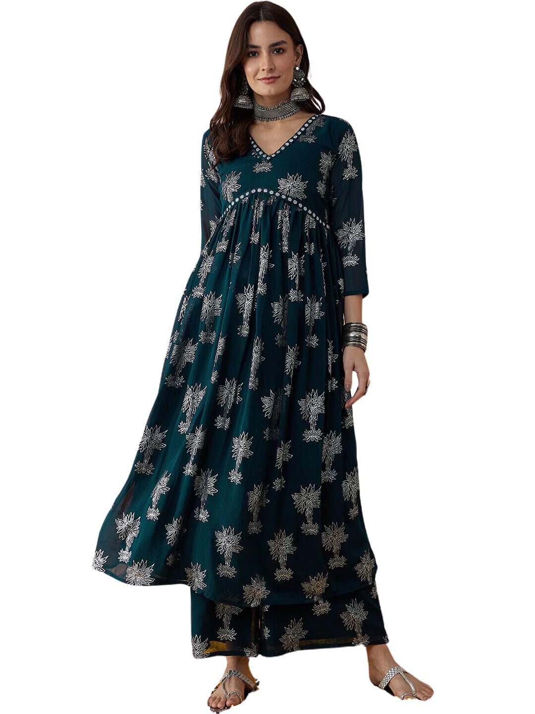 rytras Women Rayon Alia Cut Kurta And Palazzo Set