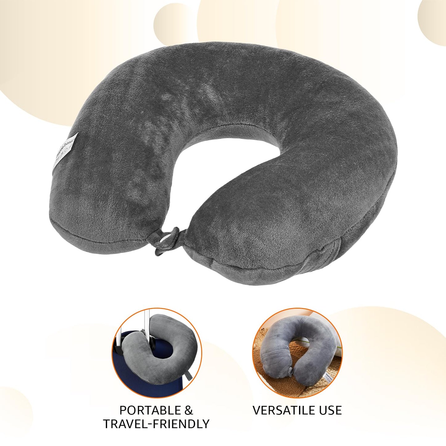 amazon basics Travel Neck Pillow | Soft Velvet Fabric