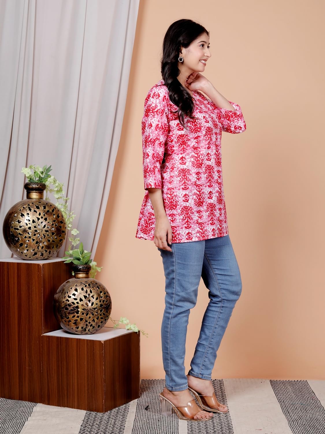 Women's Casual Jaipuri Cotton Printed Short Kurta