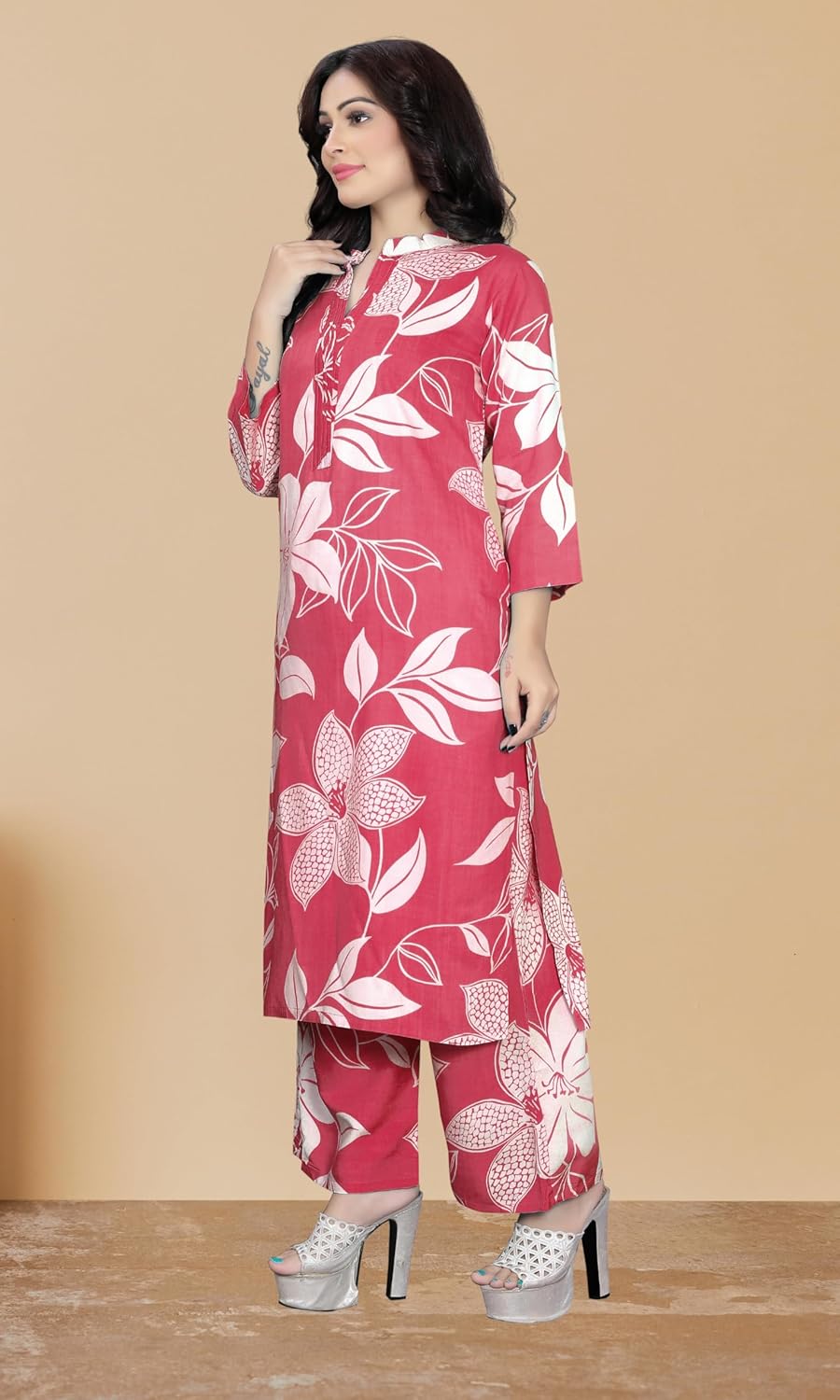 Women's Rayon Viscose Floral Print Kurta Palazzo