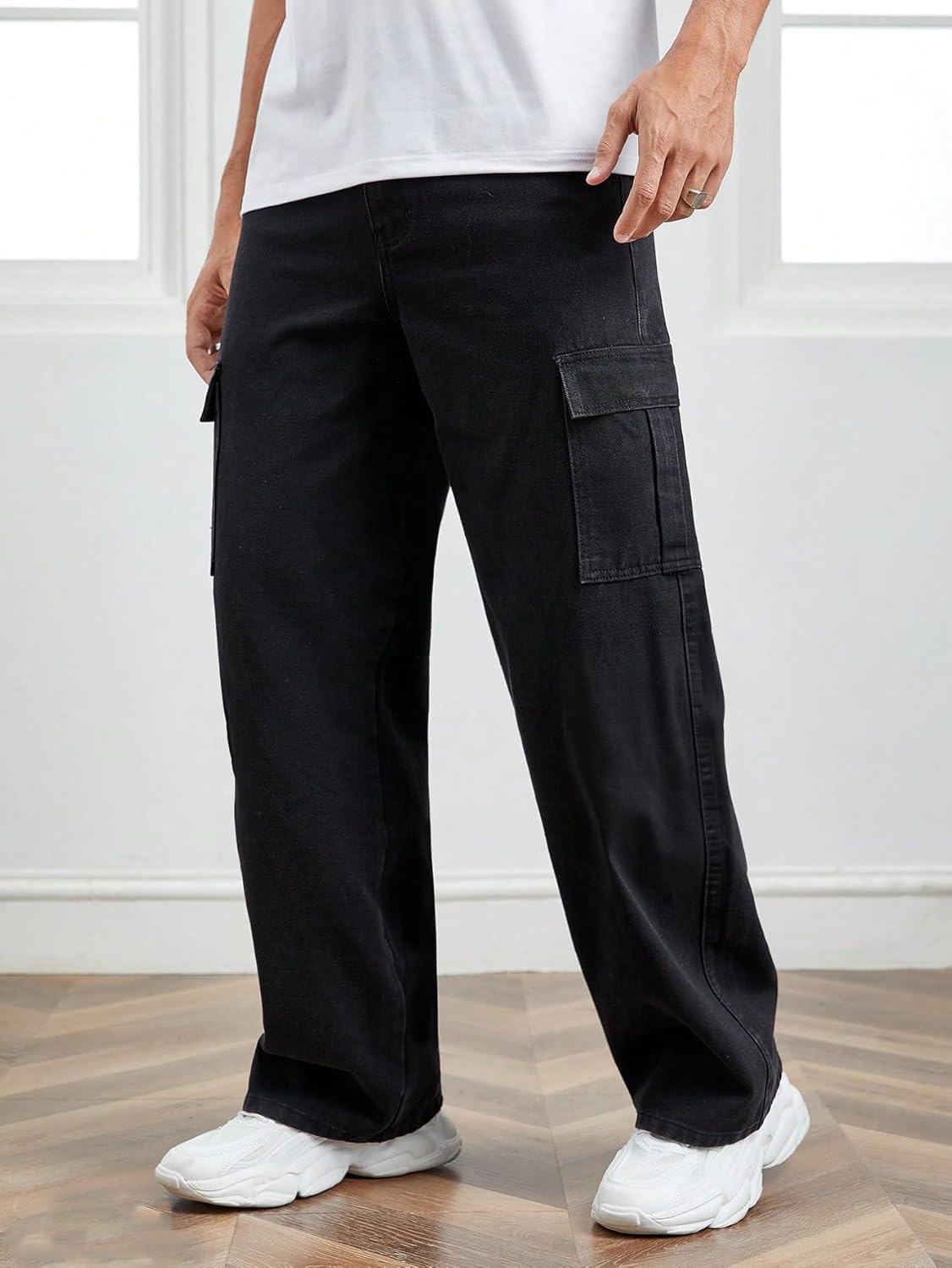 KOTTY Mens's Trendy Denim Cargo Jeans