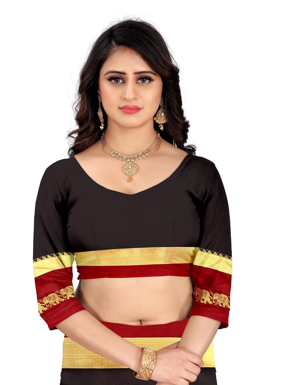 Women's Cotton Silk Plain Zari Work Designer Saree