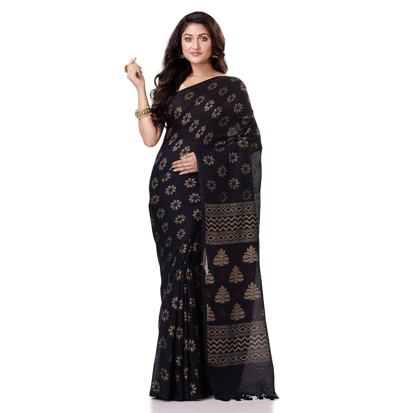 Women`sl Tant Work Design Soft Saree With Blouse Piece