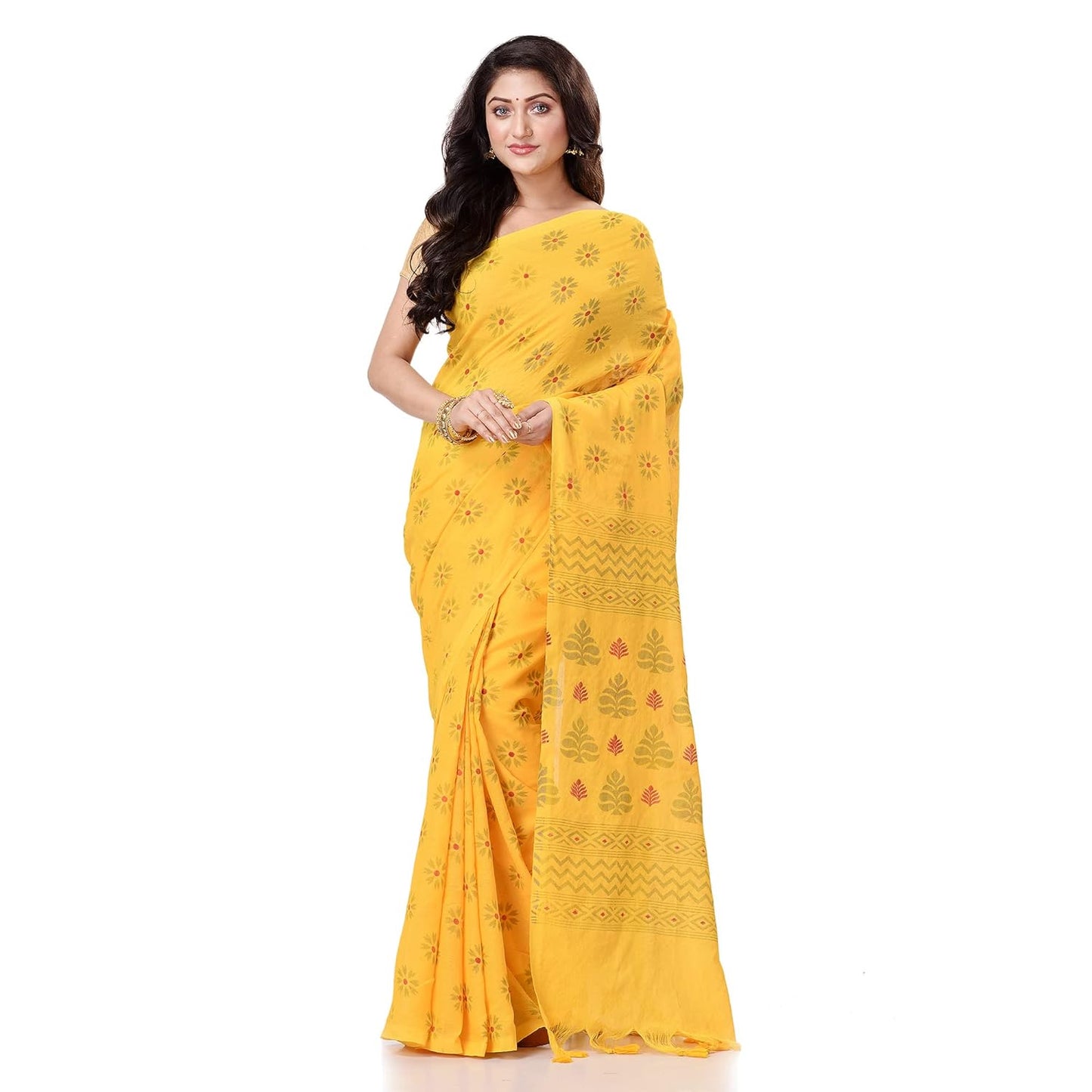 Women`sl Tant Work Design Soft Saree With Blouse Piece