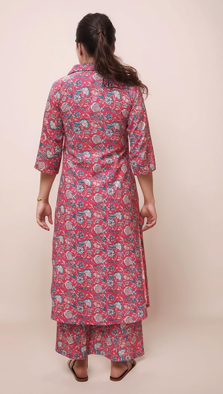 Women's Cotton Blend Floral Printed A-line Kurta