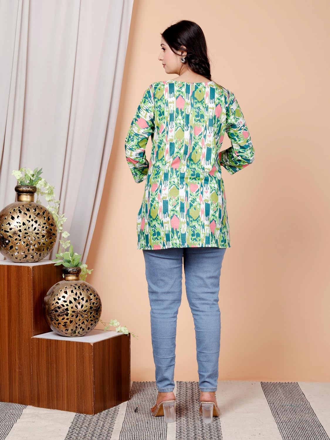 Women's Casual Jaipuri Cotton Printed Short Kurta