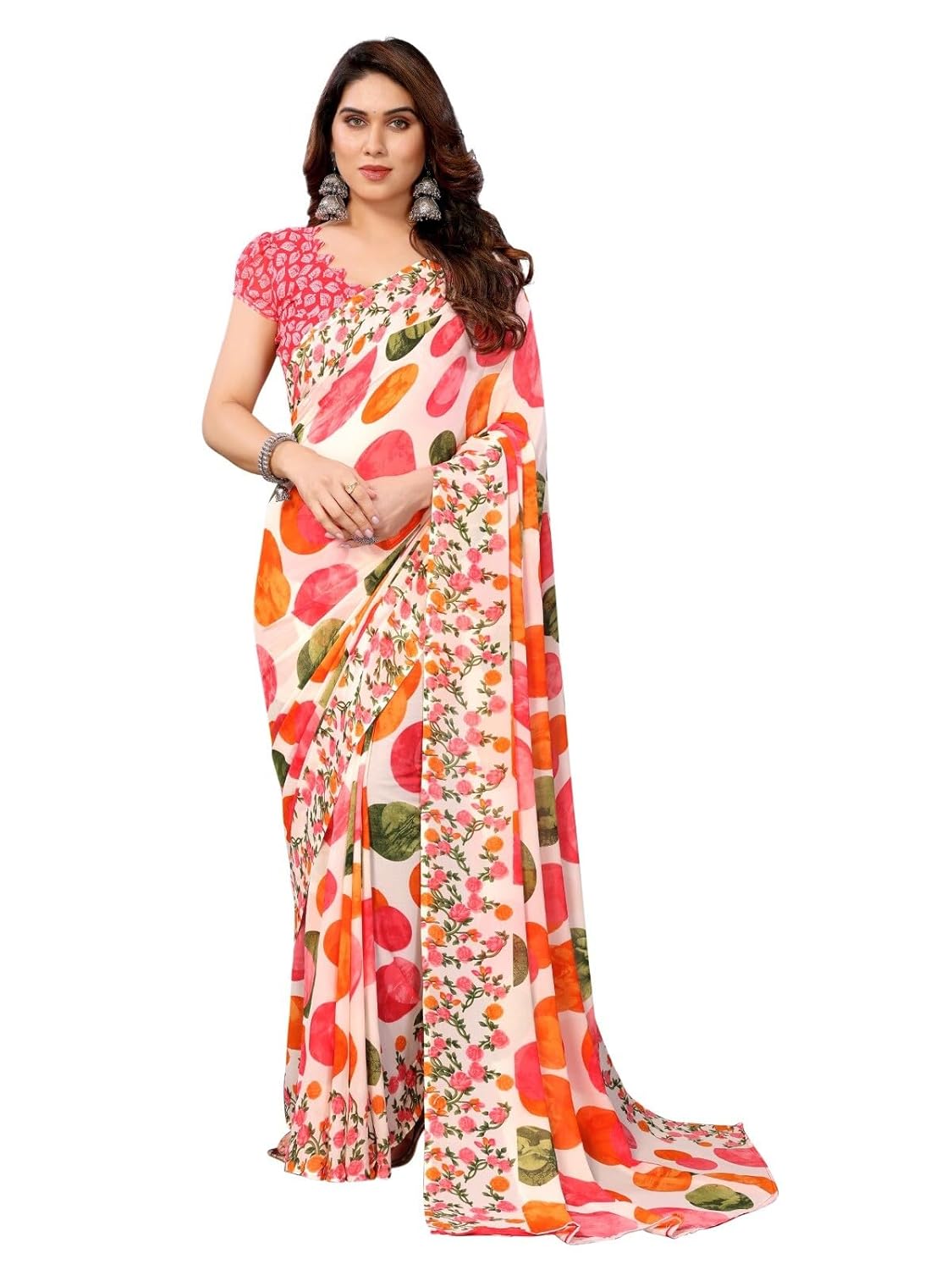 FASHION Women's Georgette Floral Printed Saree