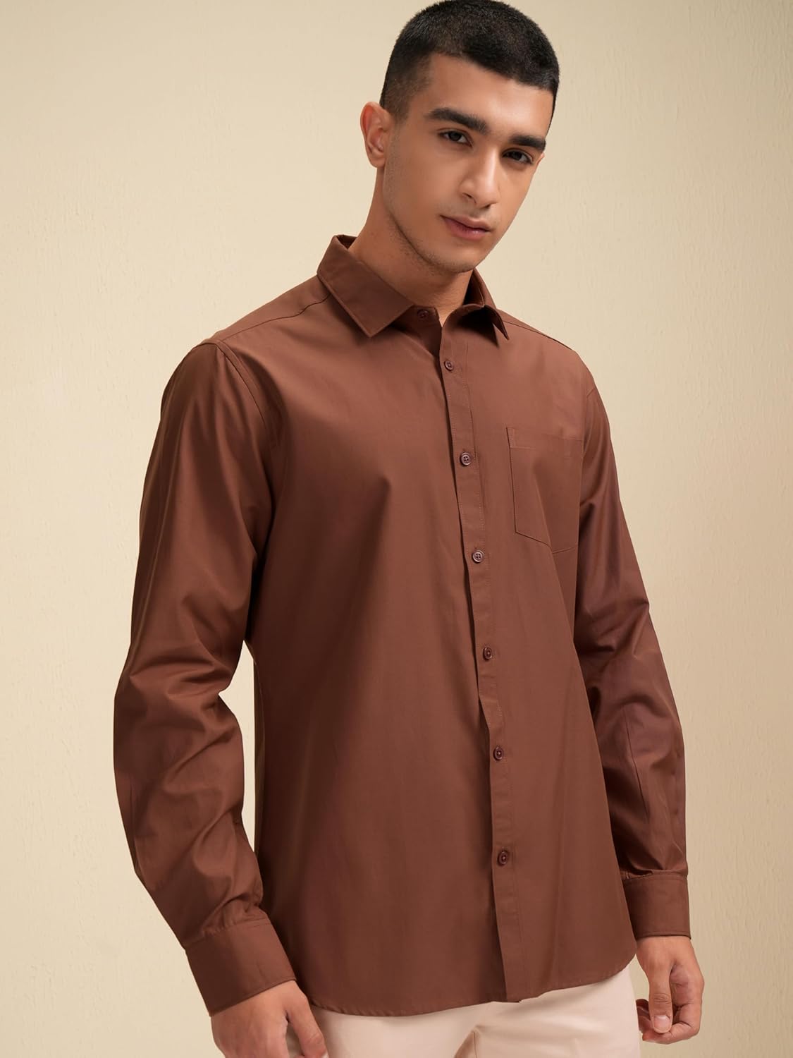 Highlander Men's Solid Slim Fit Shirt