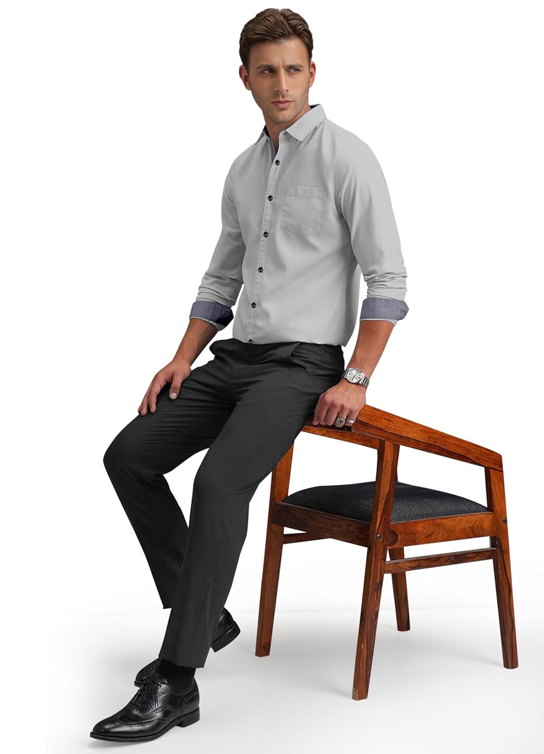 Shirt's Collection Solid Pattern Shirt(Contrast - Parent)