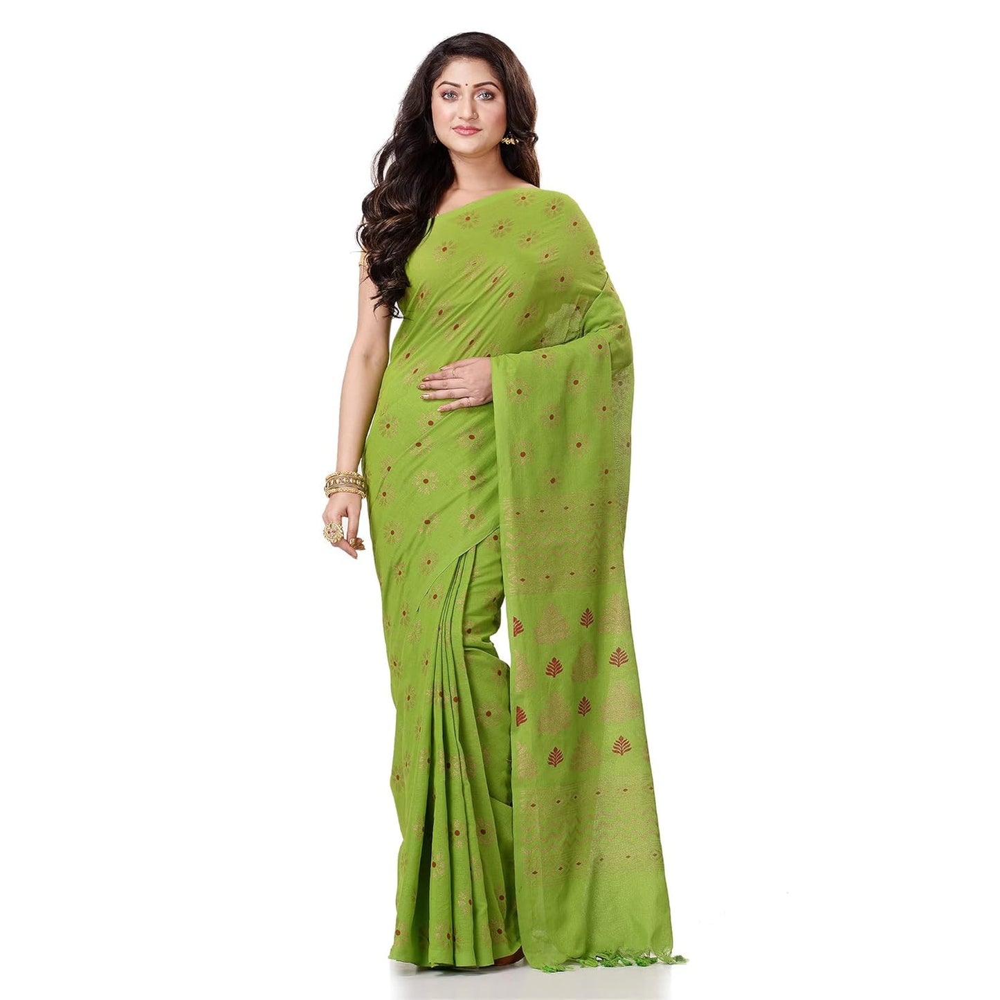 Women`sl Tant Work Design Soft Saree With Blouse Piece