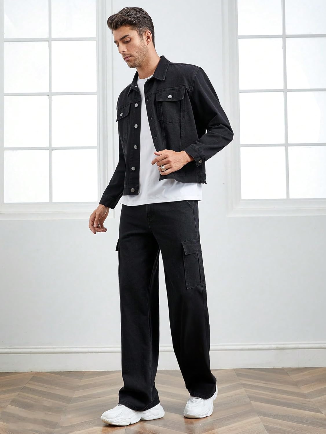 KOTTY Mens's Trendy Denim Cargo Jeans