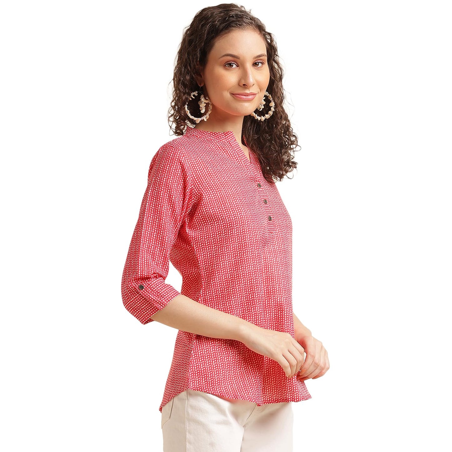 NAINVISH Tops for Women Printed Regular Fit Shirt Top for Women|Tops for Women Stylish Latest|Office Wear Tops for Women|Cotton Blend Tops for Women