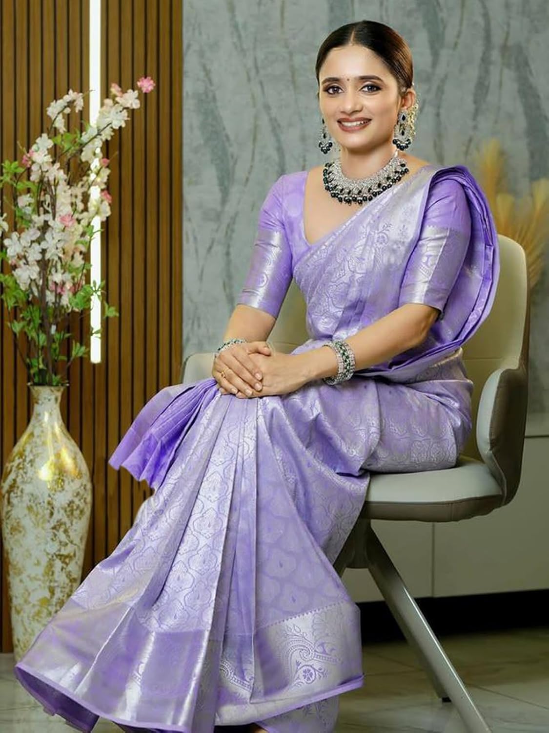 Silk Blend Banarasi Saree with Unstitched Blouse Piece